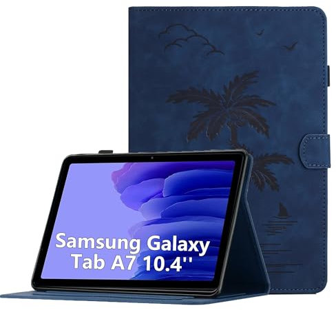 Funda para Samsung Galaxy Tab A7 10.4 Zoll 2022/2020 SM-T509 / T500 / T505 / T507 PU Cuero Flip Tableta Protectora Carcasa con Cierre Magnético Múltiple Ángulo Soporte Cubierta, Azul Marino