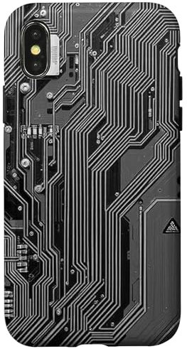 Detailed motherboard schematic with electronic circuits Case for iPhone X/XS