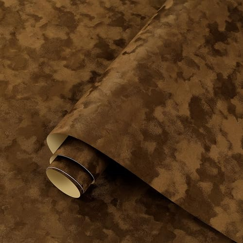 ReWallpaper Selbstklebende Tapete Samt Braun Dicke 44.5CMx2M Wandtapete Selbstklebende Samt Beflockung für Flur Futter Schmuckschatulle Filzfolie Braun Tapete Samtstoff Optik Vintage
