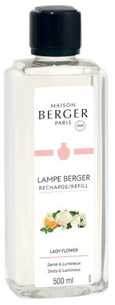 MAISON BERGER - Recharge Huile Parfumée Prête à l'emploi pour Lampe Berger - Purifie et Désodorise l'Air - Technologie Catalyse - Diffusion Longue Durée (500ml) - Fabriqué en France (Lady Flower)