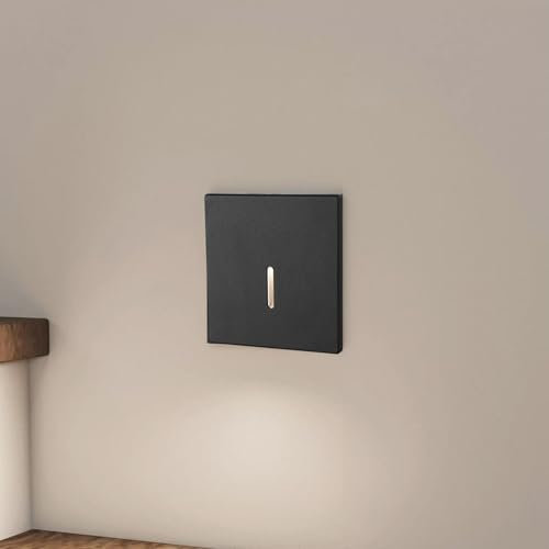 lambado® LED Treppenbeleuchtung Schwarz 1,5W | 230V Unterputz Treppenlicht Treppenbeleuchtung Innen | Wandeinbauleuchte Beleuchtung für Treppen | Treppenstufenbeleuchtung LINE