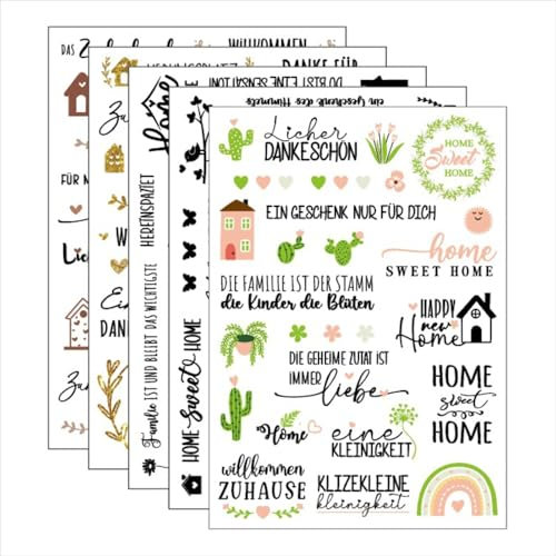 5pcs Rub on Sticker Romantisch Gemütliche Wohnkultur Transferaufkleber Geschenk Aufkleber Folie Sprüche Für Glas Holz Möbel Gips (B)
