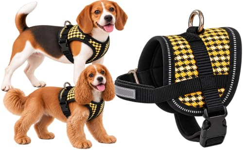 Hund Geschirr Eeny Meeny Gelb & Schwarz M 18-28cm 36-46cm 10cm 15mm