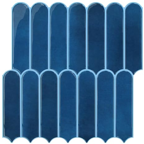 COMSTICKC Upgrade Dickere 3D Fliesenaufkleber Klebefliesen Marineblau, 10-Stück 3D Wandfliesen Vinyl Fliesen Selbstklebend Wandverkleidung Küche Bad RV Küchenrückwand, 30,5 x 30,5 cm