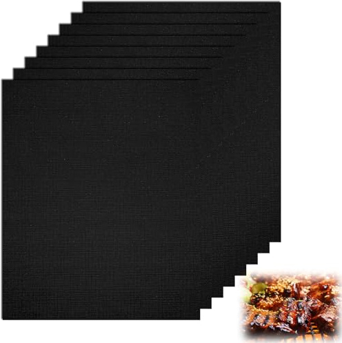 BBQ Grillmatte, 8er Pack, 40 x 33 cm | Für Gasgrill, Wiederverwendbar, Teflon, Für Holzkohle und Backofen