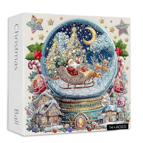 Christmas Crystal Ball Jigsaw Puzzles 1000 Pieces, 2025 Christmas challenging Puzzle for Adults and Beginner, Santa's Snow Village Puzzle Family Activity Games for Home Decor Gifts