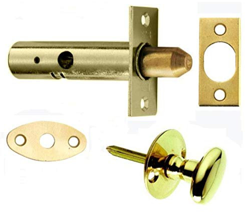 Polished Brass Oval Thumb Turn with Door Security 60mm Rack Bolt
