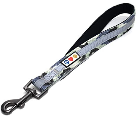Pawtitas Laisse Chien Courte avec Poignée Rembourée pour Marcher au Pied | Laisse avec Durable de Haute Fils Réfléchissants | Laisse pour Chien Moyenne et Grande - Camouflage Gris 30CM