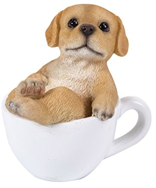Pacific Giftware Labrador Figur in Tasse Mini 7 cm - Hunde Welpe Baby Dekofigur Geschenk für Hundeliebhaber