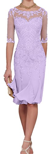 Charmant Damen Flieder Spitze Abendkleider Etuikleider Brautmutterkleider Trumpet Chiffon Rock-38 Flieder