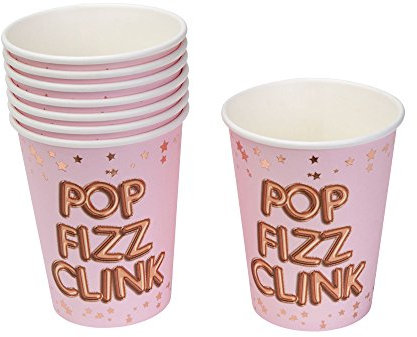 Neviti- Glitz and Glamour Pop Fizz Clink Gobelets en Carton, 773505, Pink/Rose Gold, 8 Unité (Lot de 1)
