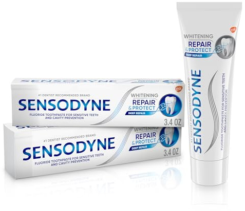 Sensodyne Repair and Protect Whitening Toothpaste, Toothpaste for Sensitive Teeth and Cavity Prevention, 3.4 oz (Pack of 2)