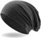 Hatstar Damen Beanie Mütze | mit edler Strass Nieten Applikation | Mädchen Mütze | elastisches Slouch Long Beanie | leicht und weich (Dunkelgrau)