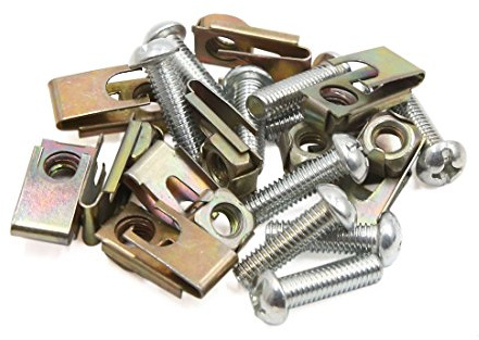 sourcingmap 10pcs Metal 6mm License U-Clips Speed Nuts 25x11mm M6x1.0 Thread