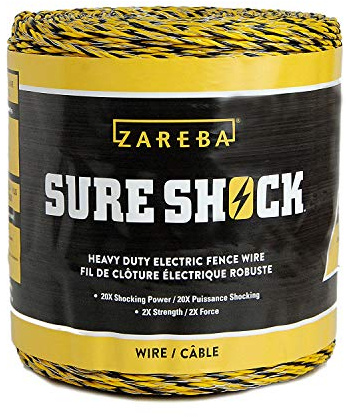 Zareba HDW1320YA-Z Robuster Sure Shock Aluminium-Polydraht, PVC-beschichtetes Fiberglas und UV-stabilisierte Elektrozaun-Line, 3,5 m x 0,3 cm dick, gelb