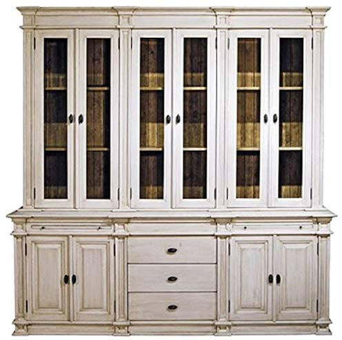Casa Padrino Landhausstil Küchenschrank Antik Weiß/Braun 225 x 53 x H. 230 cm - 2 Teiliger Küchenschrank mit 10 Türen und 3 Schubladen