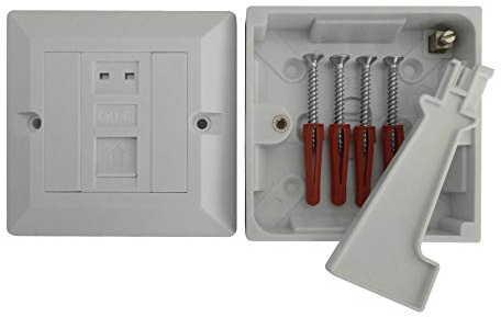 Cat6 Single Outlet Faceplate and Backbox Combo with IDC tool and Fixings