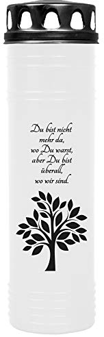 HS Candle Grablicht (Deckel Schwarz) Grabkerze ca. 170h Brenndauer / 7-Tage Brenner - Motiv: Baum, in vielen Varianten
