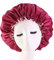 Cospack Bonnet de sommeil en satin – Extra large double couche réversible réglable en satin pour cheveux endormis, bordeaux + rose coquille