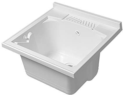 Lavatoio-Lavapanni in Resina, Bianco, 45x50-45x60-50x50-60x50-60x60, Ideale per Installazione su Mobile o Piano da appoggio (50x50)