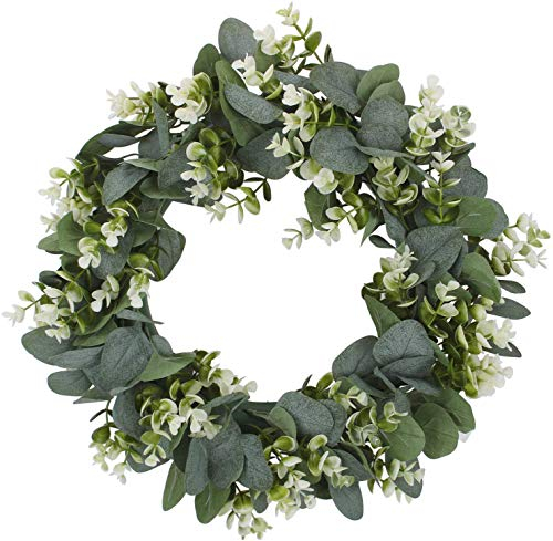 Xisimei Eukalyptus Künstlich Kranz Deko, 15 Kranz Weihnachten Türkranz Wandkranz Efeugirlande Eukalyptus Künstlich Hängen Reben Blätter für Hochzeit, Party, Garten, Wanddekoration
