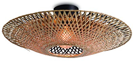 Kalimantan Deckenleuchte Retro Gewebte Deckenleuchte Natürlichen Bambus Gewebten Kronleuchter Kreative Altmodische E27 Deckenlampe (Small)