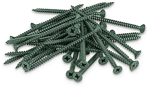 SEQUAL Ultimate Multipurpose Decking Screws M4 x 60mm (Box of 200), External Wood Screws, Carbon Steel Deck Screws, Countersunk Green Screws, Ideal For Decking, Fence, Floorboard, Hard And Softwood.
