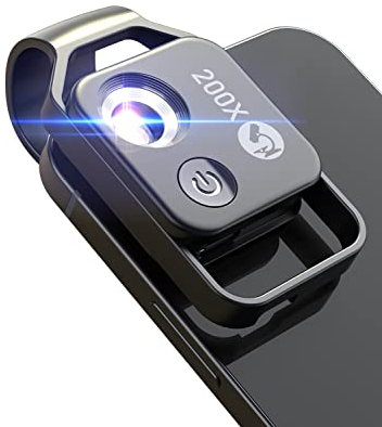 Phone Microscope with CPL Lens/LED Light, Nano Zoom 200X Pocket Microscope Camera Attachment with Universal Clip for Most iPhone/Andriod Phone - The Best Gift to Enjoy Microworld for Kids and Adults