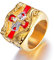RobertDTesta Freimaurer-Ring Mit Kreuzkrone Für Herren, Gotischer Vintage-Kreuz-Diamant-Edelstahlring,Gold,10