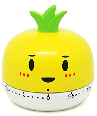 Mechanischer Küchentimer, Ananas Cartoon Countdown Timer, 55 Minuten Timer, Drehen Kurzzeitmesser für Küche Zuhause Büro Schule Klassenzimmer Gelb