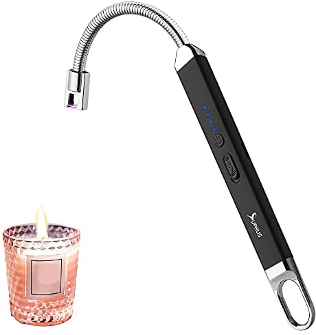 SUPRUS Mechero recargable USB, arco eléctrico, encendedor de velas, para camping, cocina (negro, 1)