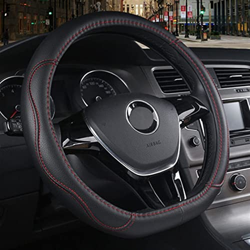 ROANNY Lenkradbezug Für VW Für Jetta Für Tiguan Für Caddy IV 2015 2016 2017 2018 2019-2021 Auto Lenkradabdeckung D-Form Lenkrad (Color : Red Thread)