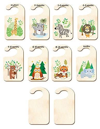 craspire 8 Stück Holz Baby Kleiderschrank Trennwände Zoo Tier Design von Neugeborenen Bis 24 Monate Aufhänger Trennwände Baby Schrank Organizer, Kinderzimmer Kleinkind Kleiderschrank Teiler Geschenk