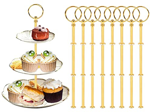 Auped 8-teiliges Kuchenständer-Set aus golden Vintage Metallstange für Hochzeiten, Geburtstage, Feste & Partys | Stabile Tortenhalterung, Cupcake-Ständer, Dessert-Display‌