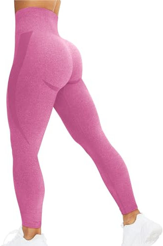 corcoar Sport Leggings Damen High Waist Seamless Hosen Gym Yoga Sport Leggings Booty Lifting Po Push Up Gym Sporthose Rosa S