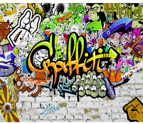decomonkey Premium Fototapete Graffiti Jugendzimmer 250x175 cm XL Tapete Fototapeten Vlies Tapeten Vliestapete Wandtapete moderne Wandbild Wand Schlafzimmer Wohnzimmer Street art