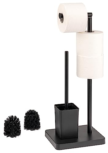 eluno Stand-WC-Garnitur 3in1, WC-Bürste, (Ersatz-) Rollenhalter, schwarz