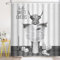 BIYSUC Highland Cow Reading Zeitung Duschvorhang, lustiges schwarz-weißes Rind auf Toilette, Humor, Tiere, rustikaler Bauernhaus-Stil, Badezimmer-Dekoration, wasserdichtes Polyestergewebe, 183 x 183