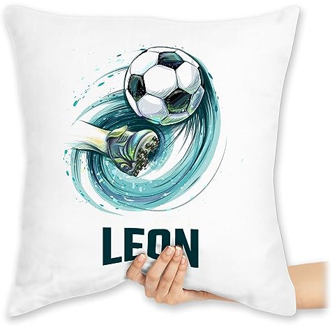 Kissen 40x40 Zierkissen - Fußball Schuss Cool Fußballfan | Fußballgeschenkideen - 40 x 40 cm - Weiß - fussball kopfkissen geschenke+für+fußballfans leon fußballkissen fußballfans