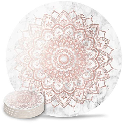 Roségoldene Marmor-Tischsets für Tisch, Küche, Couchtisch, Dekorationszubehör, Keramik-Untersetzer (Farbe: A, Größe: 8 Stück) HGCHH