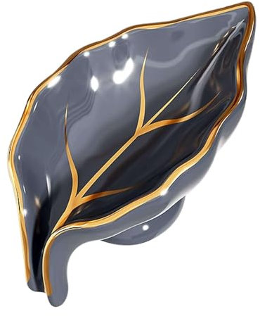 JTBDWOSK Blatt Selbstentleerende Seifenschale, Seifenschalen Aus Keramik Für Seifenstücke, Seifenhalter Aus Porzellan, Für Die Badezimmerdekoration,Grau