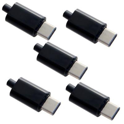 NFHK 5set DIY 24pin USB 3.1 Type C USB-C Male Plug Connector SMT Type with Black Housing Cover