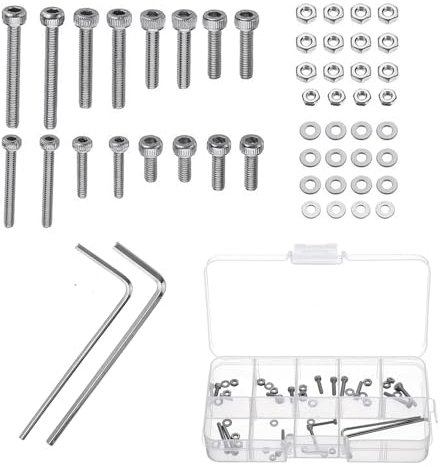 Taicols 50 Stück Kartuschen Befestigungsschrauben, Universelles Plattenspieler Headshell Kartuschen Montageset, Edelstahlschrauben Muttern Set, Kopfschalen InnensechskantBolzen Set
