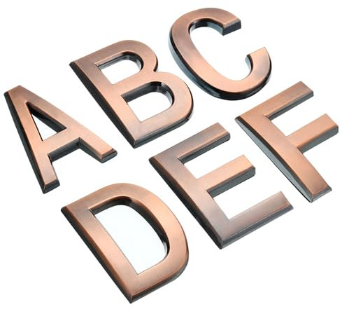 PATIKIL House Numbers 3D Mailbox Letter A-F for Outside, 6Pcs Door Address Number Letter Self Adhesive for House, Apartment Office, Hotel Room, Mailbox Sign, Bronze