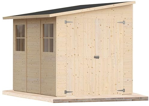 Casetta da giardino in legno per esterno 6Mq 300x200 20mm MADE IN ITALY mod. VARESE (Con Pavimento e Grondaia, KIT 2 FINESTRE APRIBILI)