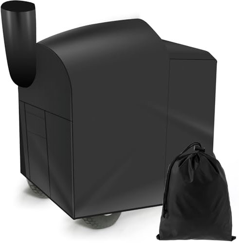 Funda para barbacoa, funda para barbacoa, exterior, 104 x 68,5 x 124 cm, lona para barbacoa, exterior, con chimenea, antiviento, antiUV, antiagua, antihumedad, antipolvo, para barbacoa, terraza y