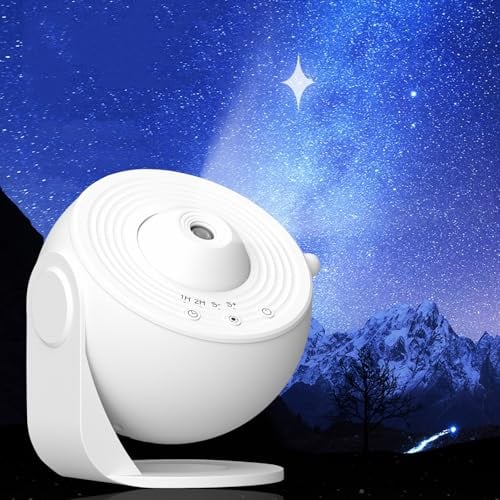 Planetarium Star Projector, Galaxy Realistic Light Projector with 12 Planet Discs, Starry Night Light Space Lamp Timed Silent 360° Rotation Adjustable Focus for Kids Adults Bedroom Living Room, White
