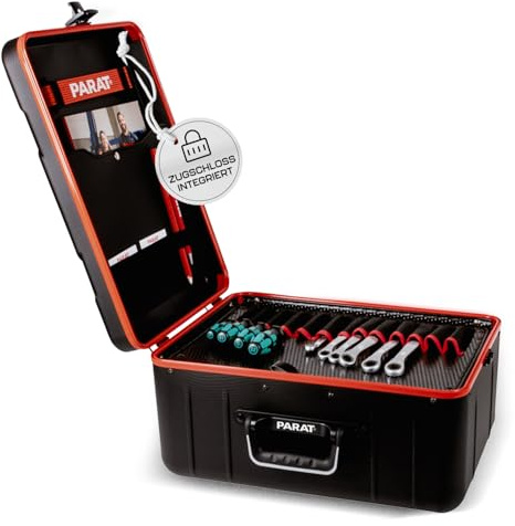 PARAT PARACTIVE 35 S Werkzeugkoffer leer 35 L | Design-Werkzeugkoffer mit Aluminiumrahmen & XL-Bodenschale | Hochwertiger Werkzeugkoffer mit Nylonfächern & Dokumentenfach | Robust & ergonomisch