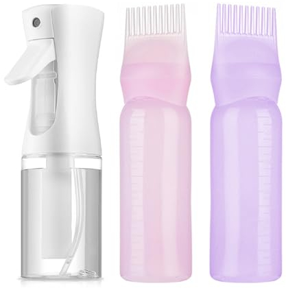 Youery Flacon Applicateur Huile Cheveux, 160ml Flacon Applicateur de Peigne de Racine Avec Échelle Graduée, 200ml Vaporisateur pour Cheveux, Bouteille Vide de Spray Réutilisable pour Cheveux