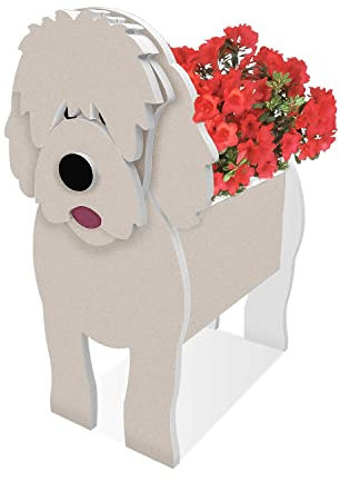 WXCOHB Kava Bär Hund Übertopf Pflanzentöpfe, Holz Hund Übertopf Pflanzentopf, Aufbewahrungsbehälter Hund Blumentöpfe, Container Hund Übertopf für Pflanzen im Freien
